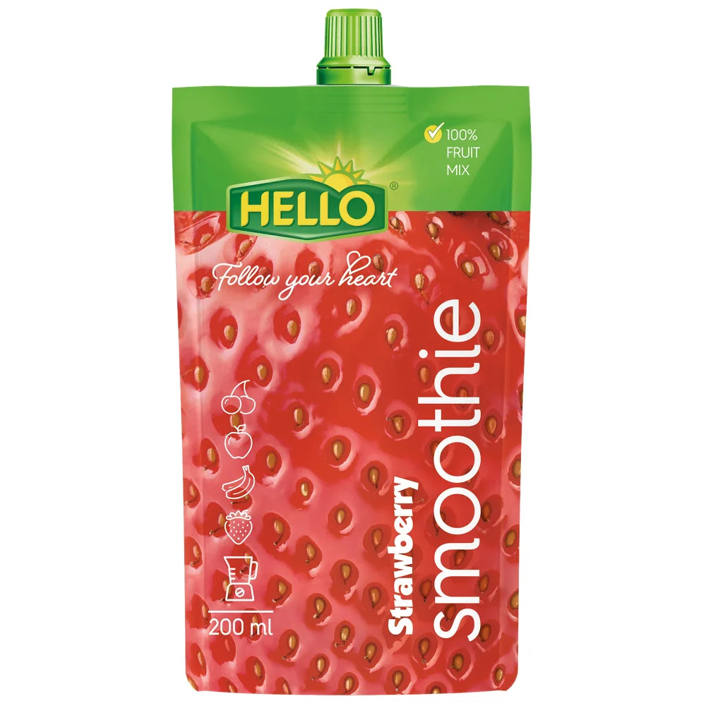 HELLO Woreczki z smoothie truskawkowe 200ml - Soki i Nektary