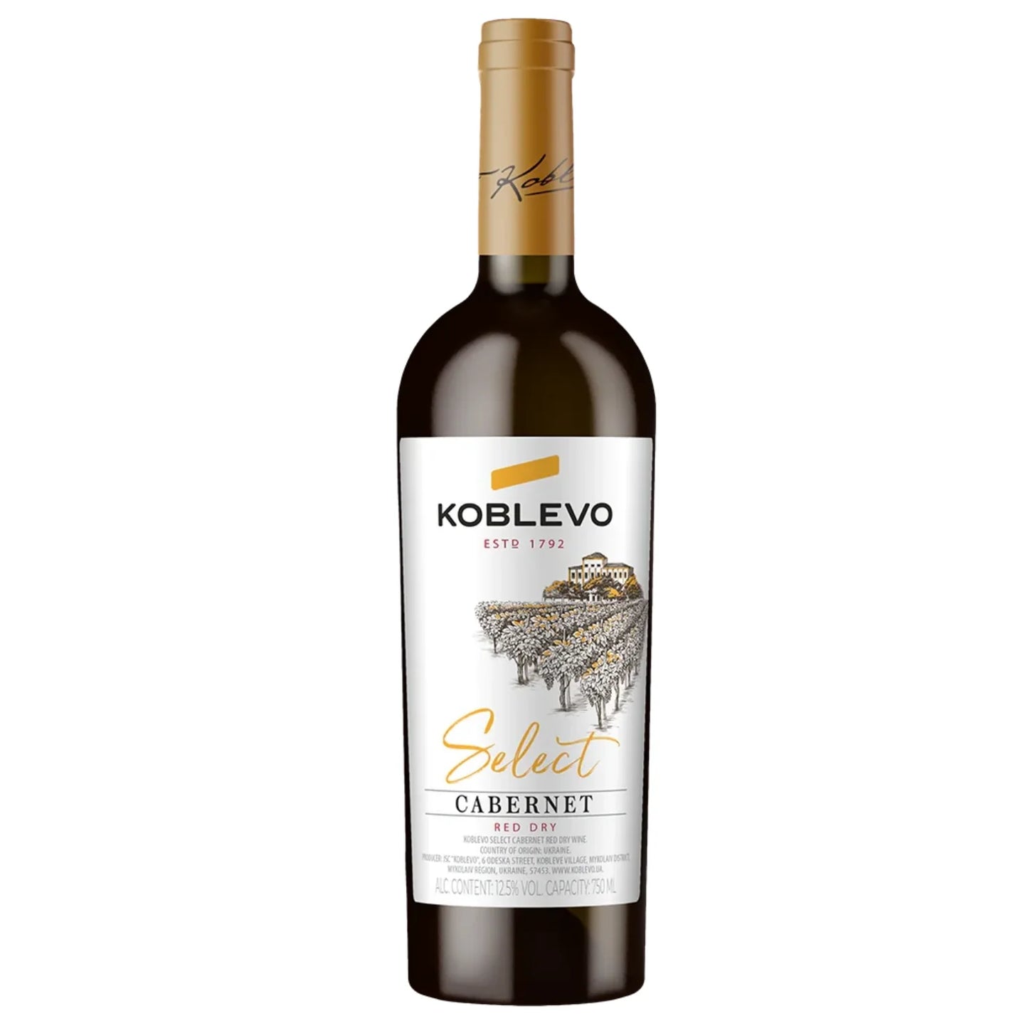 KOBLEVO SELECT CABERNET WINO CZERWONE WYTRAWNE 0,75; 12,5%
