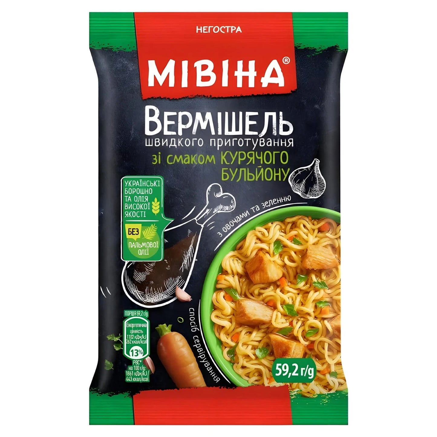 Макарони MIWINA зі смаком курки, негострі 59,2 г