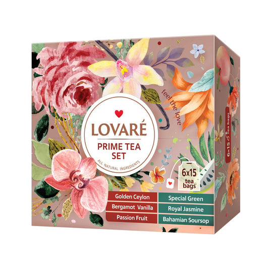 Чайний набір LOVARE «PRIME Tea Set» (6 смаків х 15 пакетиків по 2 г)