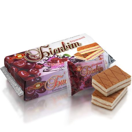 Ciastka biszkopt FIRMOWE o smaku wisnia z kremem 330g
