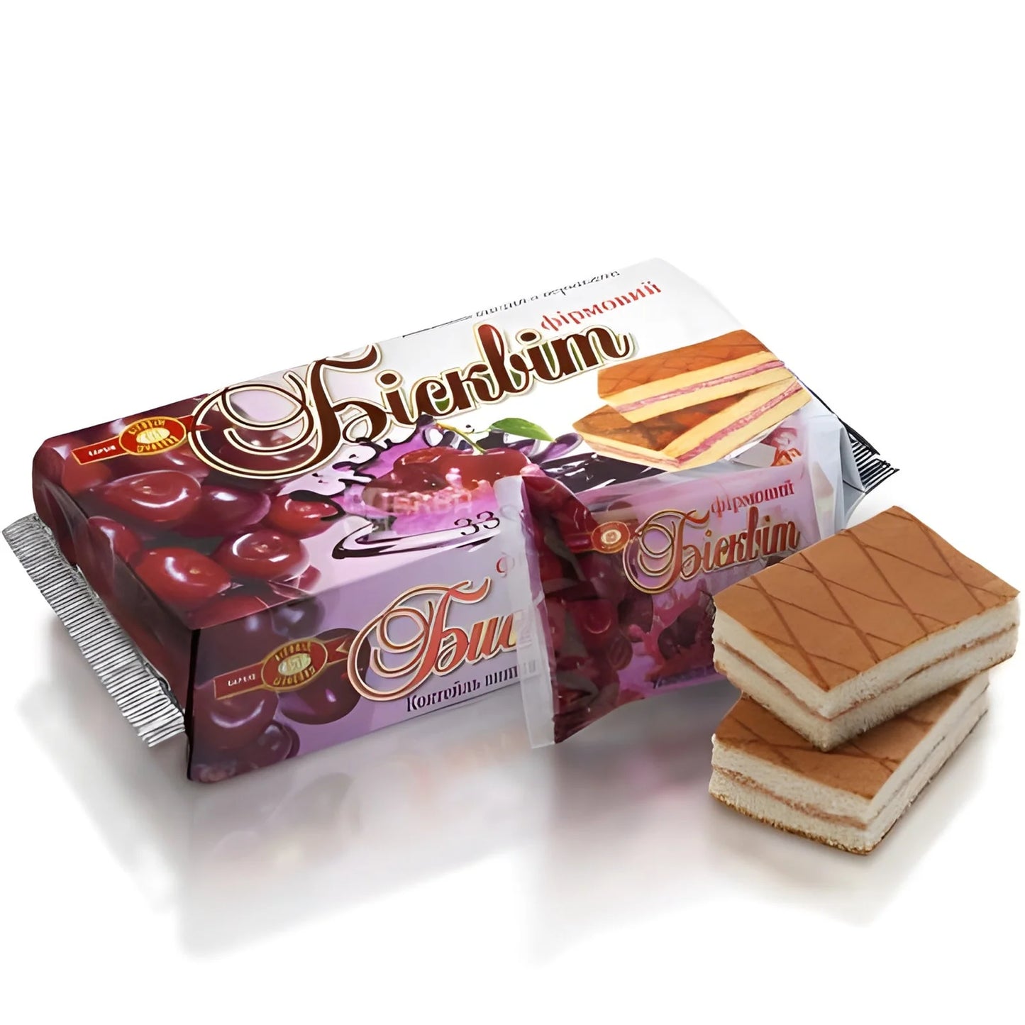 Ciastka biszkopt FIRMOWE o smaku wisnia z kremem 330g