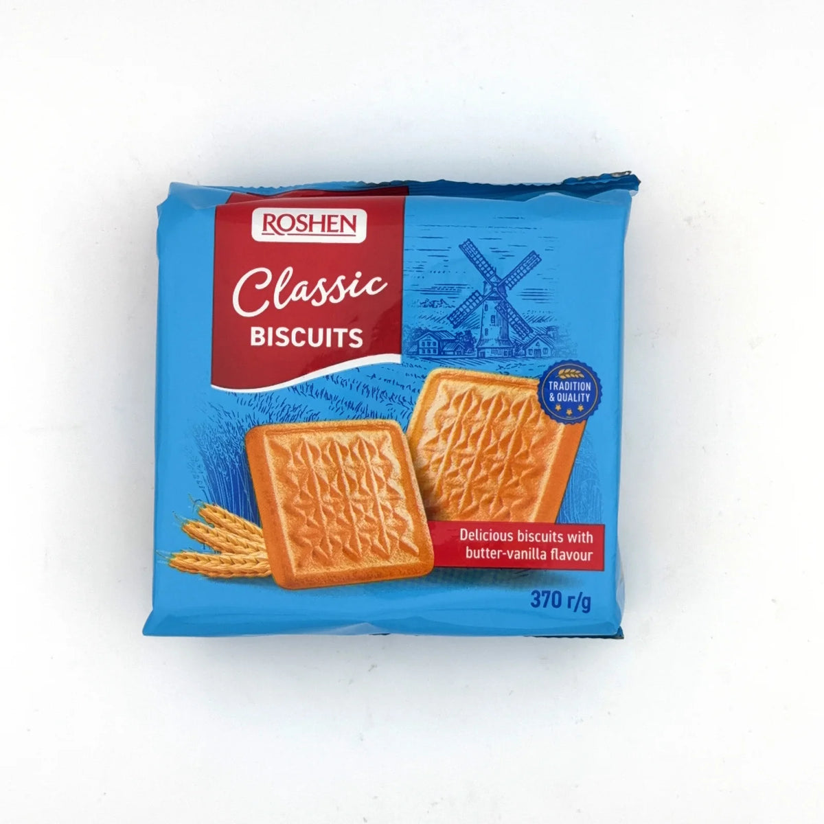 Opakowanie ciastek Roshen Classic Biscuits o smaku masła i wanilii 370g