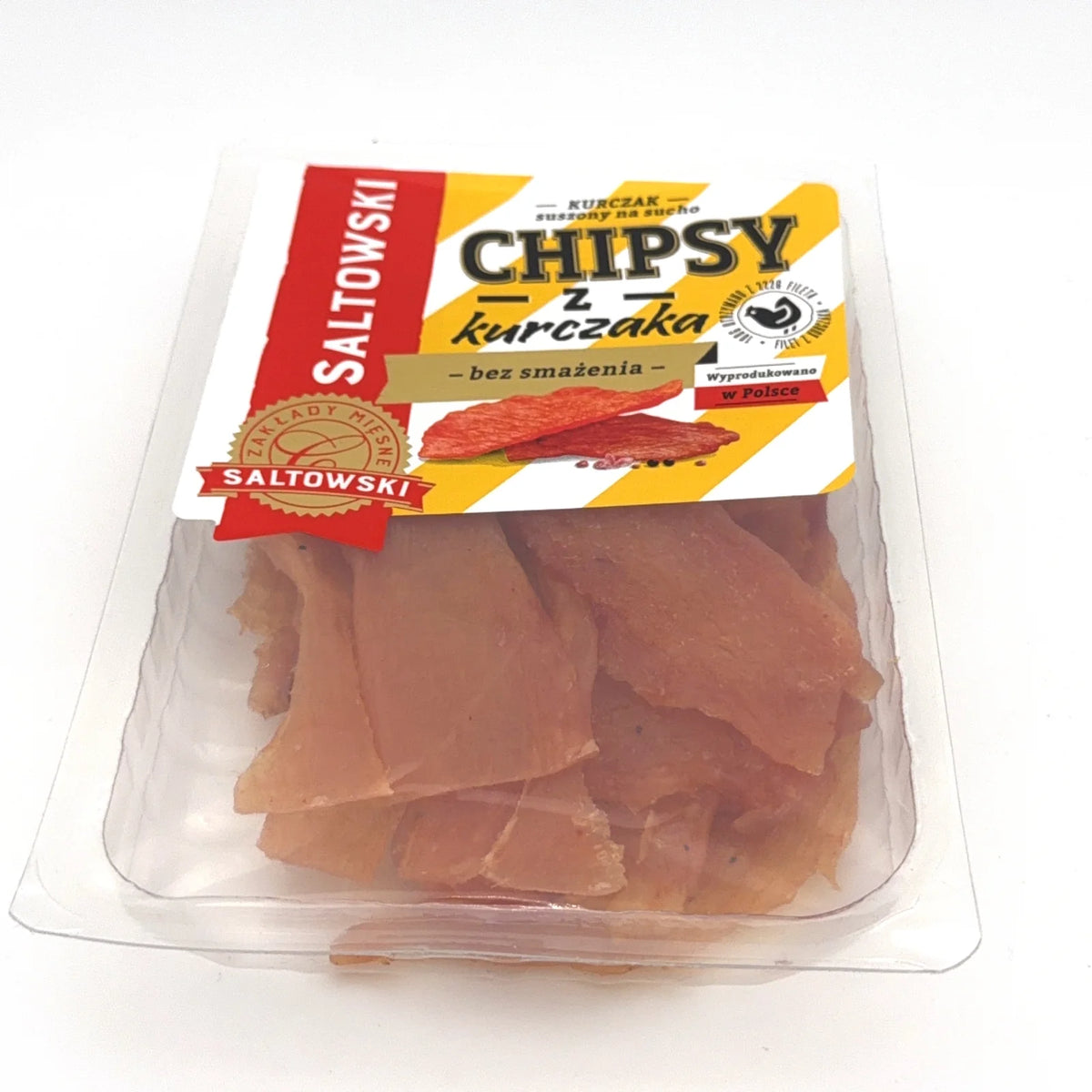 Czipsy z kurczaka Saltowski w przezroczystym opakowaniu 100g