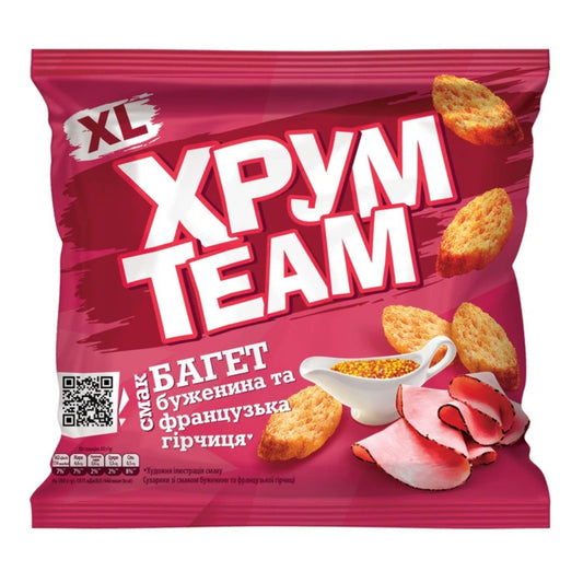 Sucharki o smaku pieczonej szynki i musztardy francuskiej „Bagietka” TM "ChrumTeam", 90 g