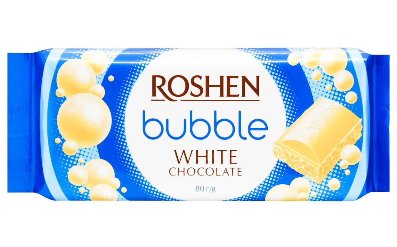 Шоколад Roshen білий з бульбашками, 80 г