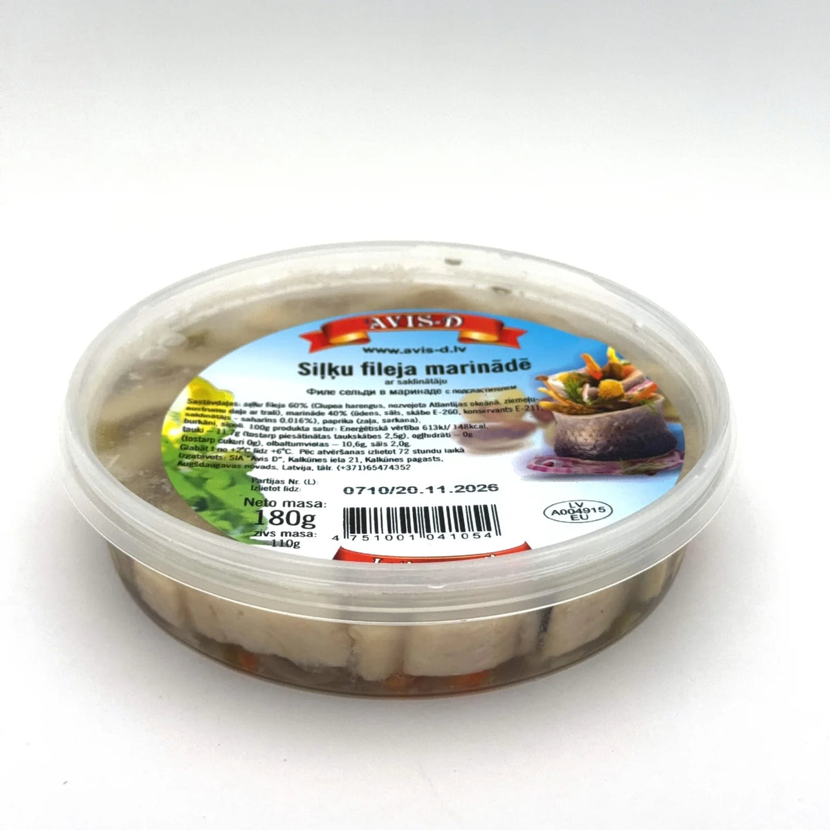 Filet śledziowy w marynacie Avis-D w przezroczystym opakowaniu 180g