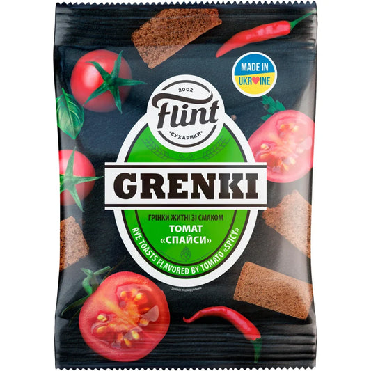 Grzanki o smaku tomat spicy Flint 110g - Sucharki Grzanki