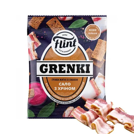 Grzanki smak słoniny z chrzanem Flint 70g - Sucharki Grzanki