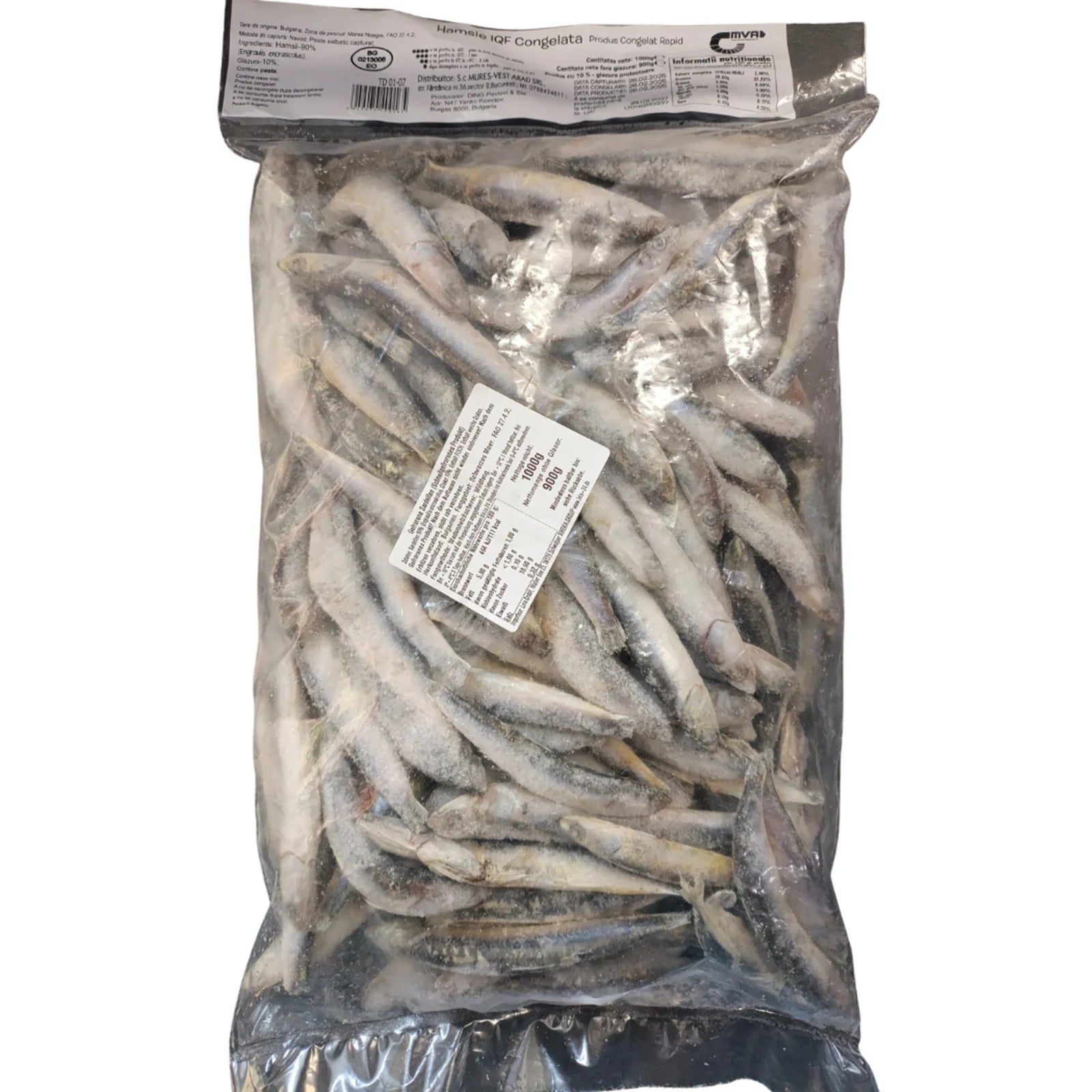 Hamsa-Anchois mrożone, IQF 1 kg - 10%, glazura