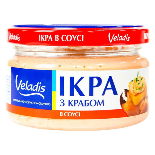 Kawior gromadnika w sose z mięsem Kraba Veladis 180g - Sklep ukraiński w Polsce