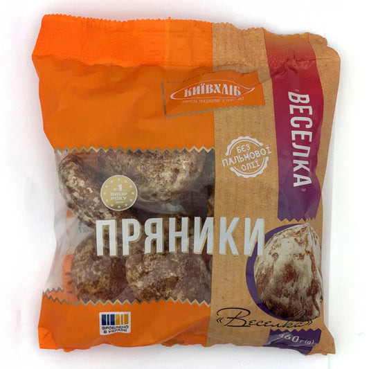 Пряники Київхліб "Веселка" в упаковці 360г, посипані цукровою пудрою