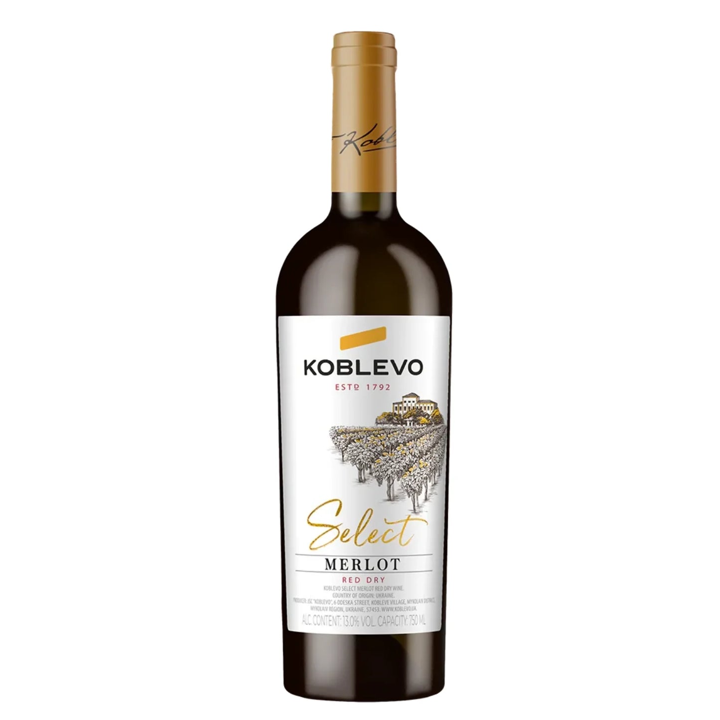 KOBLEVO SELECT MERLOT WINO CZERWONE WYTRAWNE - 0,75; 13%