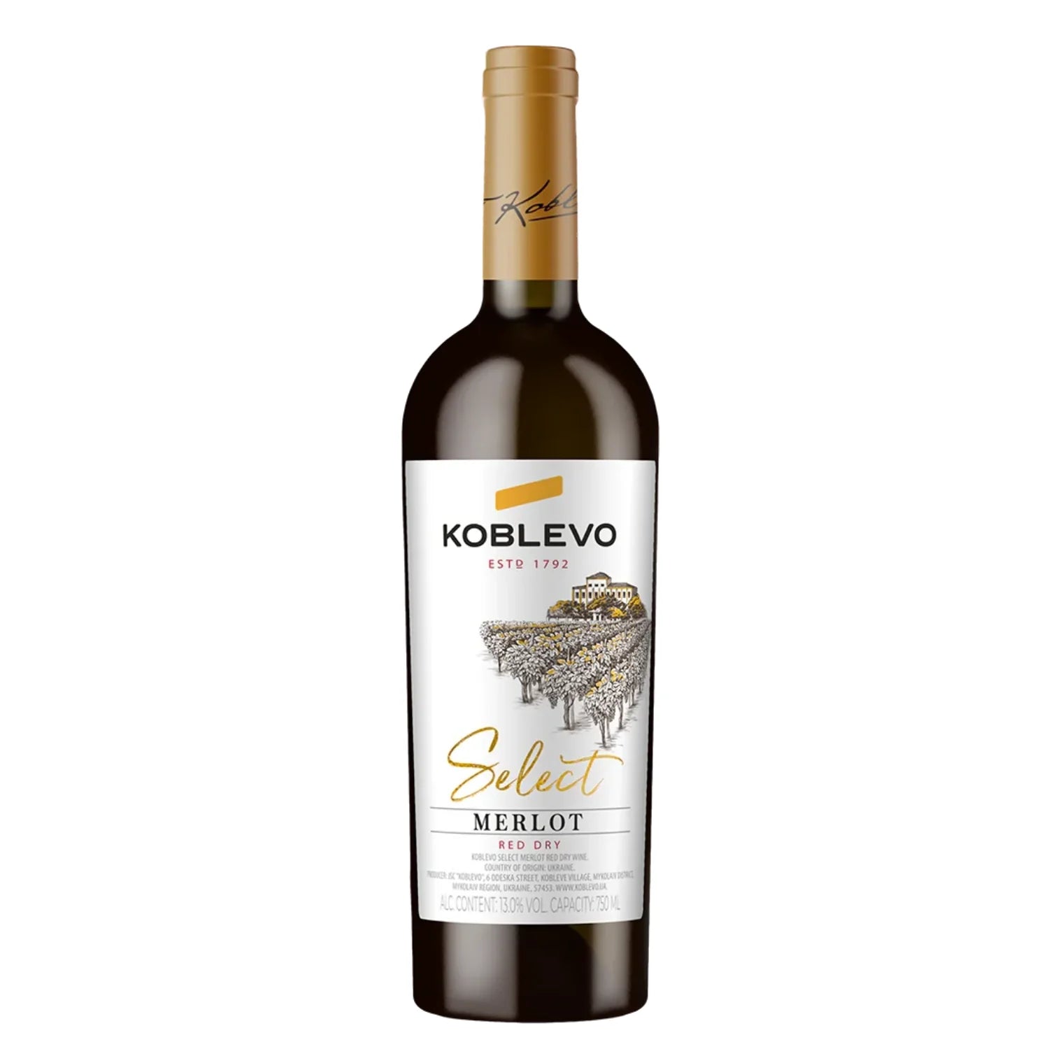 KOBLEVO SELECT MERLOT WINO CZERWONE WYTRAWNE - 0,75; 13%
