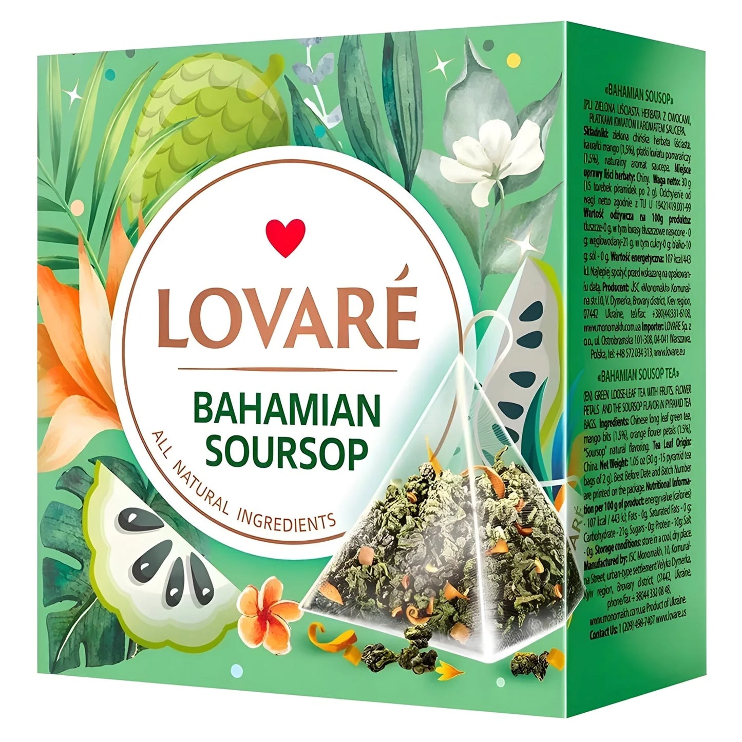 LOVARE Herbata zielona „Bahamian Soursop” (2g x 15 piramidek)