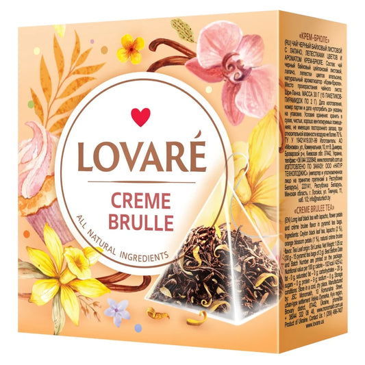 LOVARE Mieszanka herbat z dodatkami ’Creme Brulee’ (15 piramidek po 2g) - Herbata