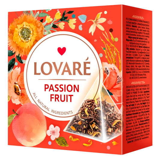 LOVARE Mieszanka herbat z dodatkami ’Passion Fruit’ Lovare (15 piramidek po 2g) - Herbata