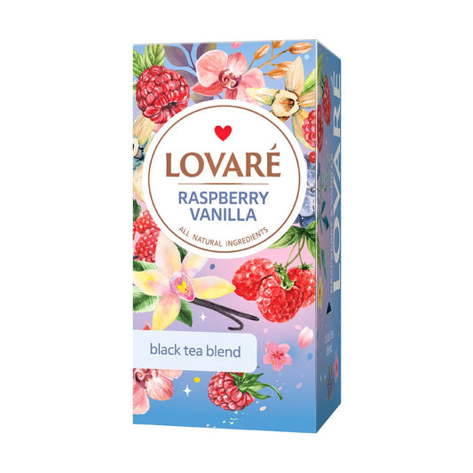 LOVARE Mieszanka herbat z dodatkami ’Raspberry Vanilla’ (24 koperty po 2g) - Herbata