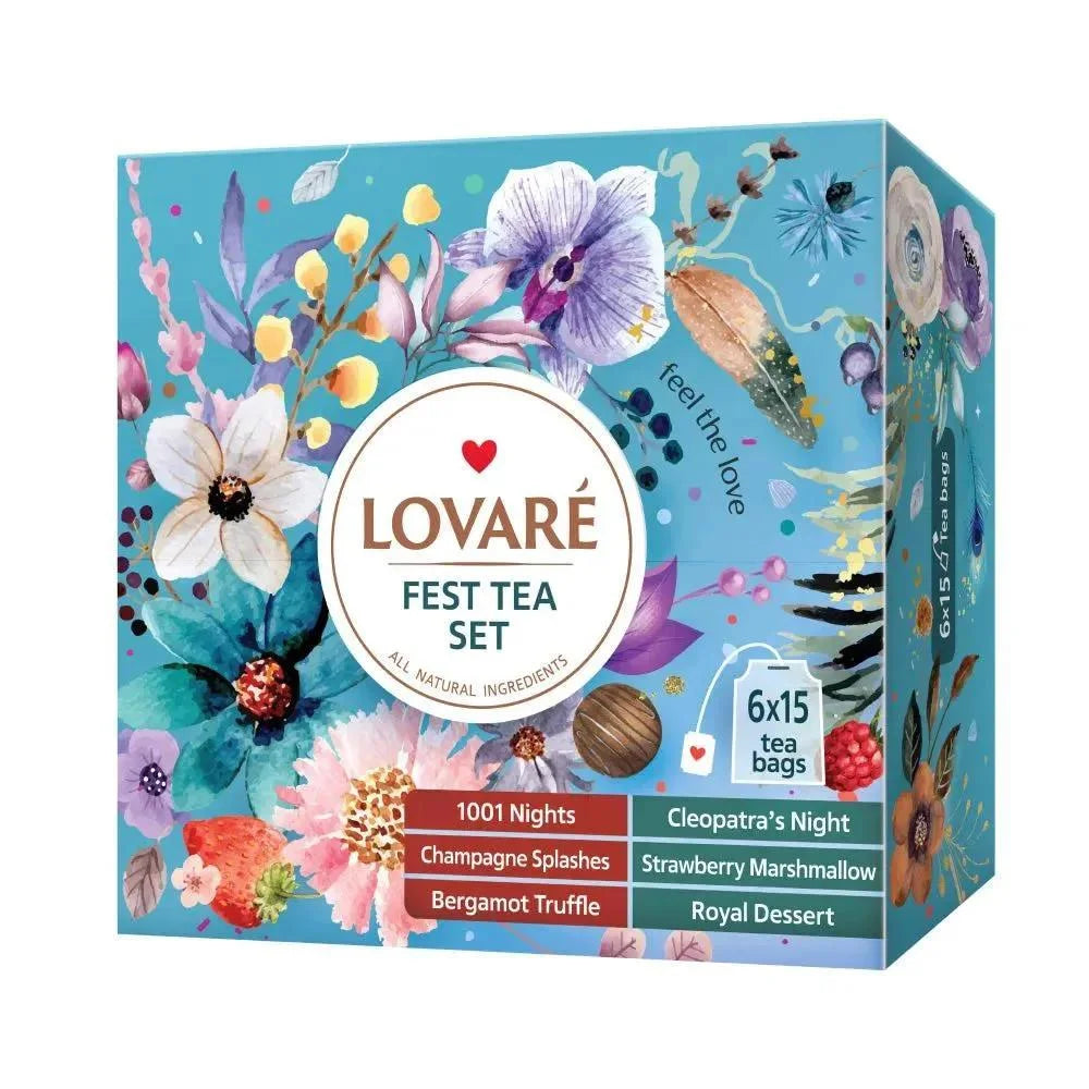 LOVARE Zestaw herbat «FEST Tea Set» (6 smaków x 15 kopert po 2 g) - Herbata