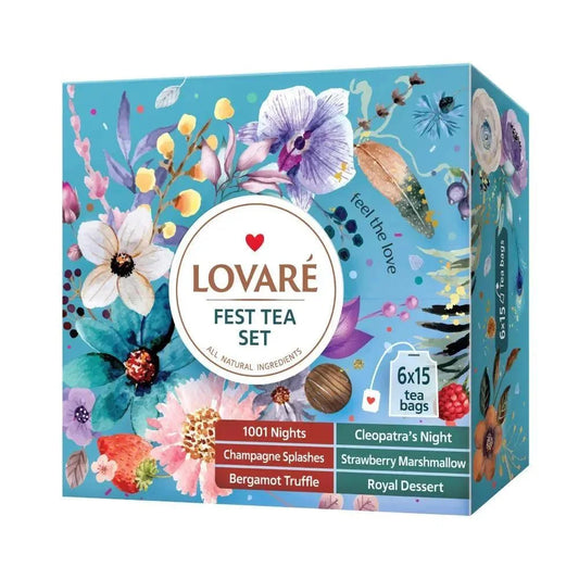 LOVARE Zestaw herbat «FEST Tea Set» (6 smaków x 15 kopert po 2 g) - Herbata