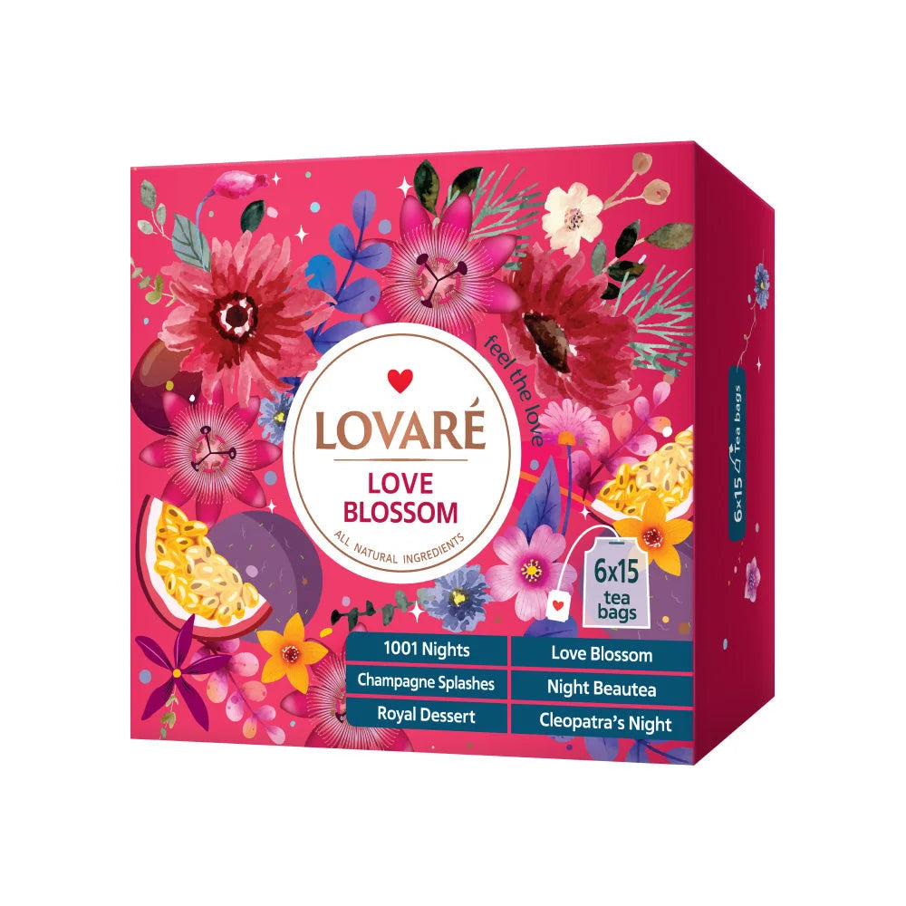 LOVARE Zestaw herbat ’Love Blossom tea set’ (6 smaków x 15 kopert po 2 g) - Herbata