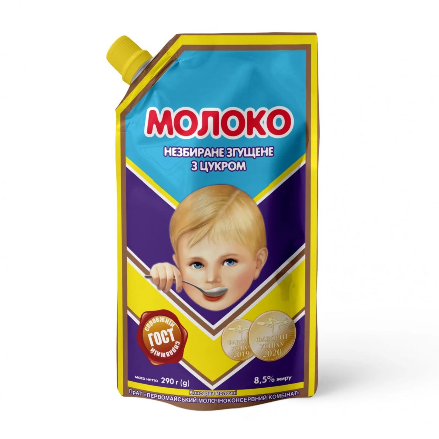 Згущене молоко Первомайськ 8,5% 290г у упаковці дойпак