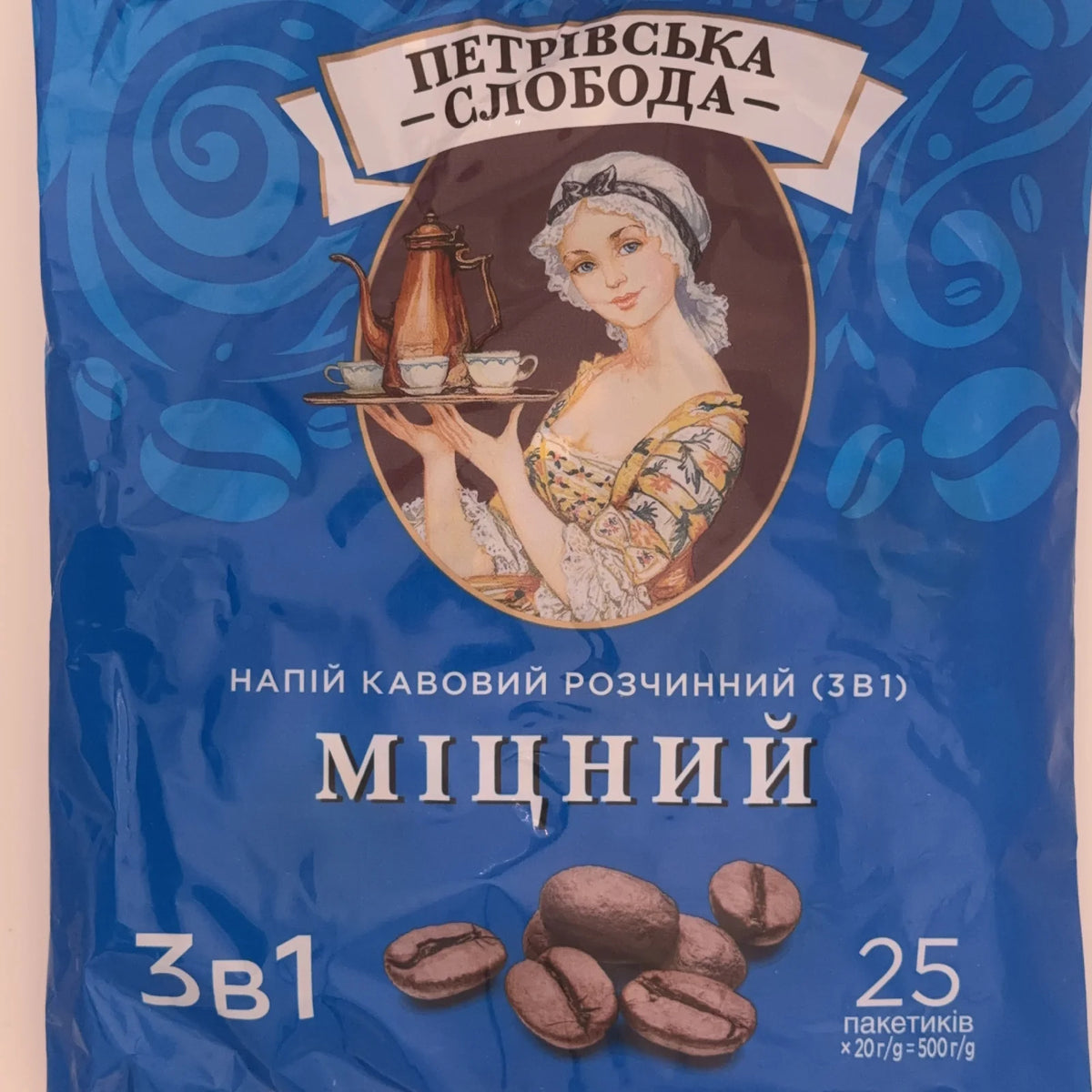 Napój kawowy rozpuszczalny 3w1 Mocny Petriwska Sloboda, opakowanie 25 saszetek