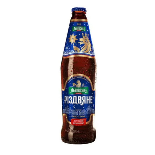 Piwo Lwowskie Rizdviane 0,5L butelka, ciemne piwo 4,2%
