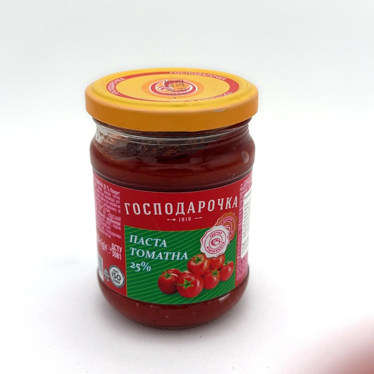Банка томатної пасти Господарочка 25% у скляній упаковці