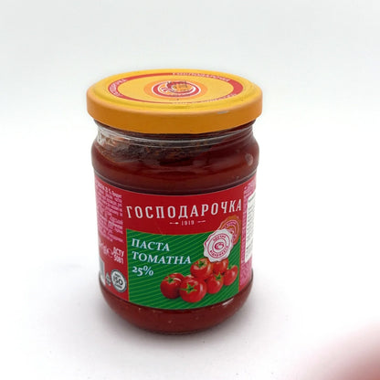Банка томатної пасти Господарочка 25% у скляній упаковці