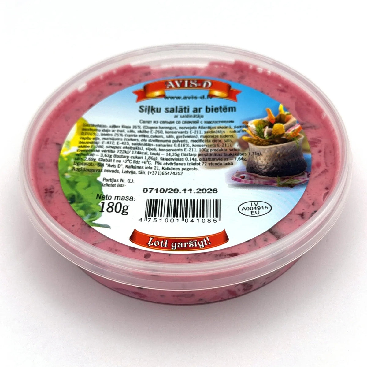 Sałatka śledziowa z burakami Avis-D w plastikowym pojemniku 180g