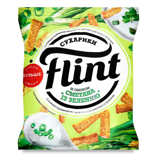 Sucharki o smaku śmietany z zieleniną Flint 110g - Sucharki Grzanki