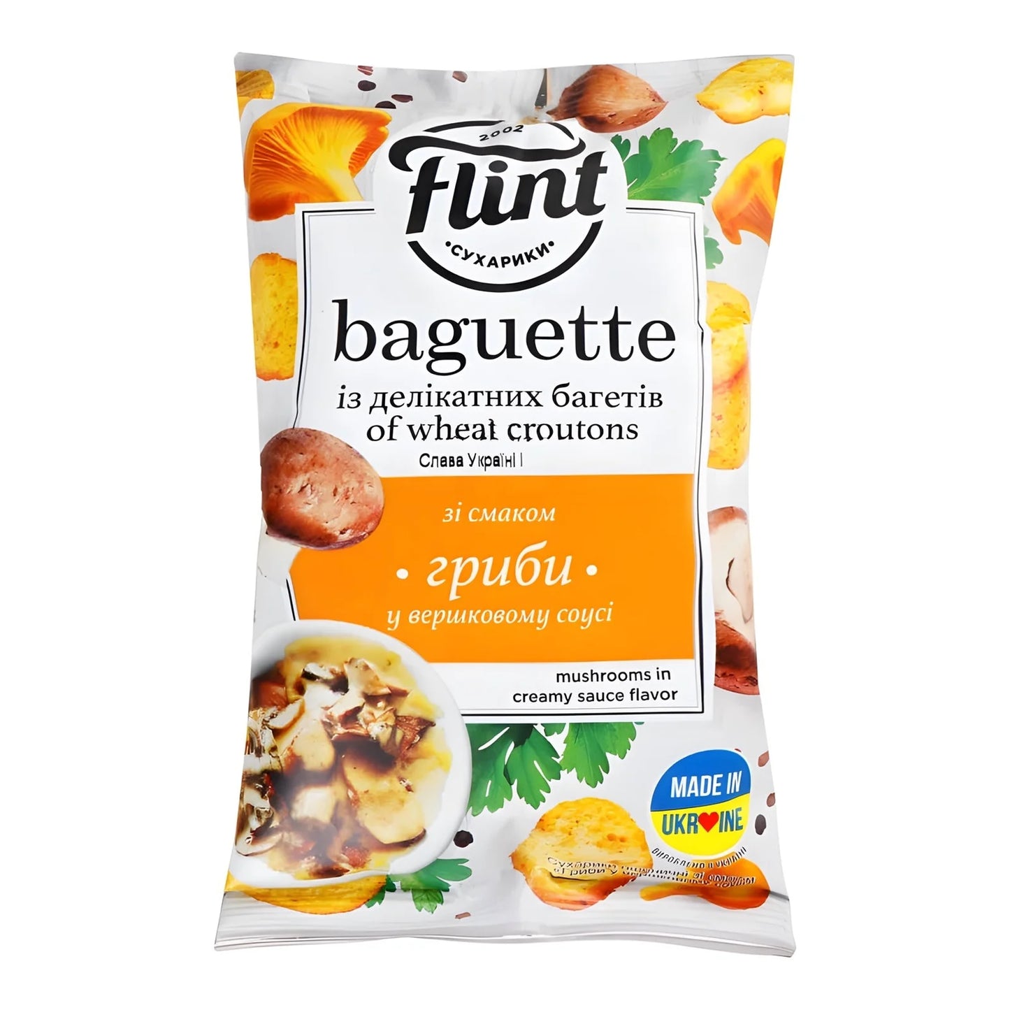 Сухарики пшеничні зі смаком грибів у соусі Baguette Flint 60 г