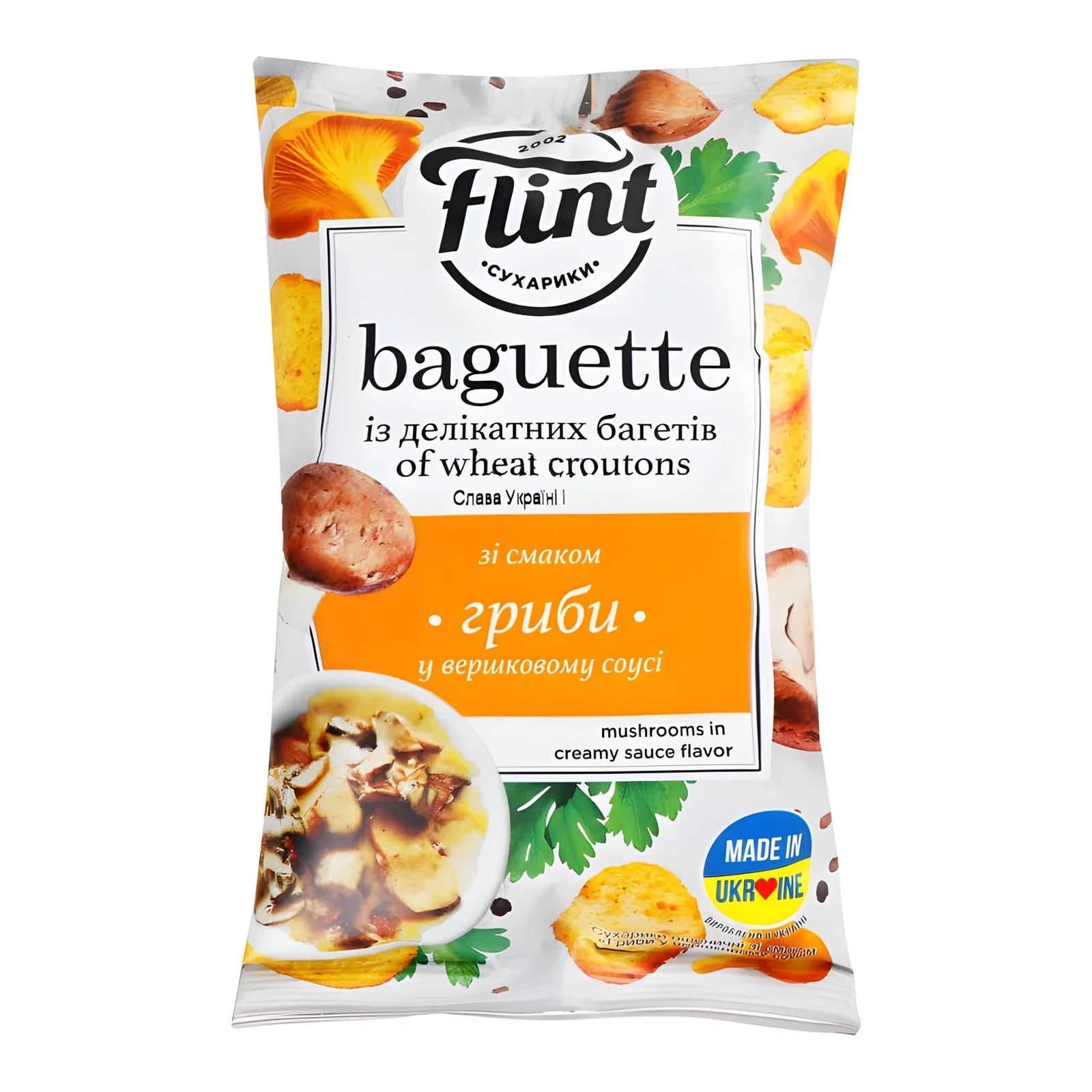 Сухарики пшеничні зі смаком грибів у соусі Baguette Flint 60 г