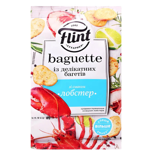 Сухарики пшеничні зі смаком омара Flint Baguette 60 г